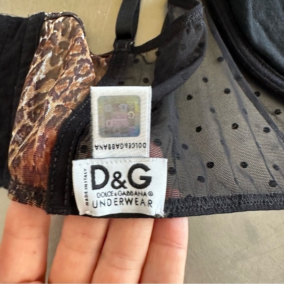 Dolce & Gabbana 90s Black Animal print Mesh Lace-up Bustier Corset 38D Medium L - Picture 4 of 16